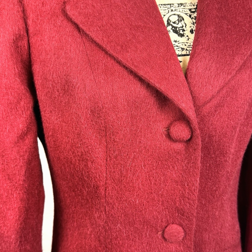 Tom Gutie Baby Alpaca Women's Coat Size M Burgundy Peru Handcrafted Mid Length